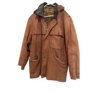 VINTAGE MEN'S WINLIT LEATHER JACKET WITH HOOD  S SZ L MEN'S